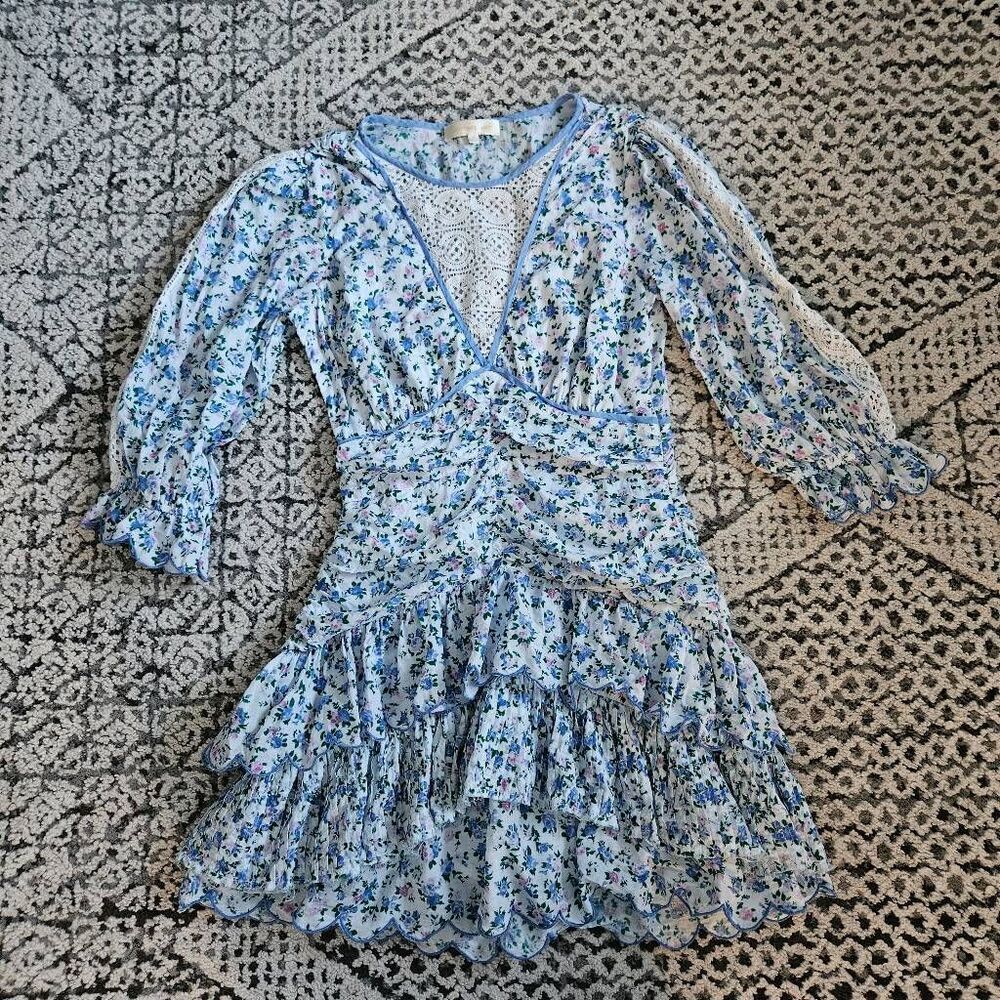 Loveshackfancy Marquise Floral Ruffle Mini Dress Size 2